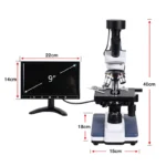 black background HD Digital biological Lab Microscope led light +9-inch LCD + 5MP electronic eyepiece + USB Data line+Metal box - Image 3