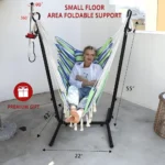 Double Hammock Chair with Stand, Outdoor Swing Seat, Indoor-Outdoor Porch Furniture, Adjustable, Supports Up to 400 lbs - Image 4