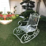 European style metal garden rocking chair, suitable for outdoor patio, yard and garden, comfortable armchair