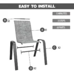 Stackable 6-Piece Outdoor Dining Chairs Set with Weather-Resistant Textilene Fabric & Metal Frame for Patio, Deck, Garden - Image 2
