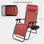 Zero Gravity Chairs Portable Folding Reclining Lounge Chairs with Adjustable Pillow and Cup Holder Trays for Outdoor Patio Beac - Image 3
