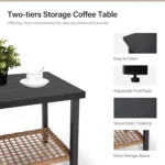 3-Piece Rocking Bistro Set, Outdoor Patio Furniture with Thick Cushions and 2-Tier Coffee Table, Oversize Rattan, Customized - Image 5