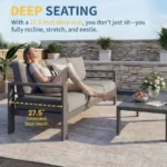 Aluminum Patio Furniture Set for All Weather, Oversized Metal Outdoor Furniture Set with 27.5 Deep Seating and 3.2 Wide Armrest - Image 5
