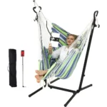 Double Hammock Chair with Stand, Outdoor Swing Seat, Indoor-Outdoor Porch Furniture, Adjustable, Supports Up to 400 lbs