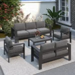 Aluminum Patio Furniture Set for All Weather, Oversized Metal Outdoor Furniture Set with 27.5 Deep Seating and 3.2 Wide Armrest - Image 3