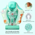 Non-Inflatable Baby Swim Float with Pearl Foam Tail for Infants Solid Water Float in Blue Sun Canopy Anti-Flip Design for Pool - Image 4