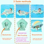 Non-Inflatable Baby Swim Float with Pearl Foam Tail for Infants Solid Water Float in Blue Sun Canopy Anti-Flip Design for Pool - Image 7