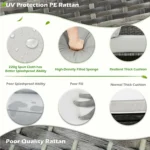 Patio Furniture Sets 7-Pieces Outdoor Sectional Sofa Rattan Wicker Sofa W/ Table - Image 4