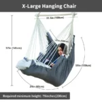 Hammock Chair Swing MAX 500 lbs Outdoor Hanging Chair with Footrest Indoor Swing Chair with Portable Steel Spreader Bar and Hard - Image 6
