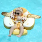 HECCEI Swim Float with Canopy UPF 50+ Sun Protection Pearl Foam Mambobaby Non-Inflatable Solid Baby Pool Float with Tail - Image 6