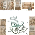 European style metal garden rocking chair, suitable for outdoor patio, yard and garden, comfortable armchair - Image 5