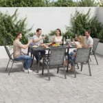 Stackable 6-Piece Outdoor Dining Chairs Set with Weather-Resistant Textilene Fabric & Metal Frame for Patio, Deck, Garden - Image 3