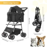 3 in 1 Pet Stroller for Medium Dogs Cats - Portable Foldable Dog Stroller with Removable Carrier, All-Terrain 4 Wheels Cat Strol - Image 3