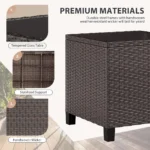 Compact Outdoor Wicker Bistro Set with Cushioned Chairs and Glass Table for Patio, Garden, Backyard, Balcony, Poolside (Beige) - Image 6