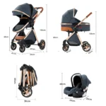 Baby Stroller Baby Accessories Stroller 3 In 1 Baby Newborn Items Light Baby Stroller Multiple Stroller One-Step Folding Strolle - Image 5
