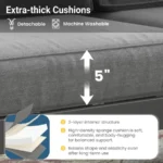 Aluminum Outdoor Patio Furniture Set, 5 Seats Patio Sectional Sofa with 5 Thick Cushion, Outdoor Patio Set with Coffee Table fo - Image 3