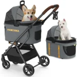 4-in-1 Pet Stroller with Detachable Carrier, Foldable & Lightweight for Small/Medium Dogs and Cats, All-Terrain Wheels