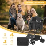3 in 1 Pet Stroller for Medium Dogs Cats - Portable Foldable Dog Stroller with Removable Carrier, All-Terrain 4 Wheels Cat Strol - Image 6