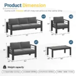 Aluminum Patio Furniture Set for All Weather, Oversized Metal Outdoor Furniture Set with 27.5 Deep Seating and 3.2 Wide Armrest - Image 2