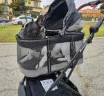 3-in-1 Pet Stroller with Detachable Carrier & Car Seat, Lightweight Folding for Dogs/Cats up to 35 lbs, Grey Lattice - Image 2