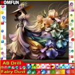 HOMFUN Fairy Dust AB Full diamond Painting "Beauty Flower" Resin Drill Embroidery 5D Diy Diamond Painting Handmade gift