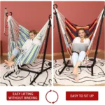 Double Hammock Chair with Stand, Outdoor Swing Seat, Indoor-Outdoor Porch Furniture, Adjustable, Supports Up to 400 lbs - Image 2