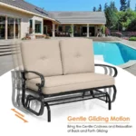 Outdoor Swing Glider Bench Patio Loveseat with Comfortable Cushions, 2Person Rocking Chair for Porch, Balcony, Garden, Poolside - Image 5