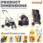 Lightweight Pet Stroller for Small Dogs and Cats with Shock Absorption, Detachable Carrier for Car Seat and Hand Carry, Black - Image 2