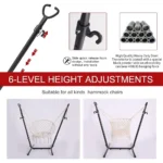 Double Hammock Chair with Stand, Outdoor Swing Seat, Indoor-Outdoor Porch Furniture, Adjustable, Supports Up to 400 lbs - Image 5