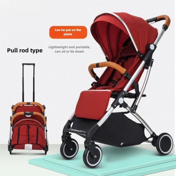 2025 New Baby Stroller, Can Sit or Lie Down, Ultra-light Trolley-type Folding Four-wheel Shock-absorbing Children's Stroller