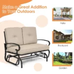 Outdoor Swing Glider Bench Patio Loveseat with Comfortable Cushions, 2Person Rocking Chair for Porch, Balcony, Garden, Poolside - Image 6