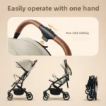 Portable Baby Stroller, Easy To Store Lightweight Travel Baby Stroller Portable Four-wheel Baby Stroller Can Sit or Lie Down - Image 3